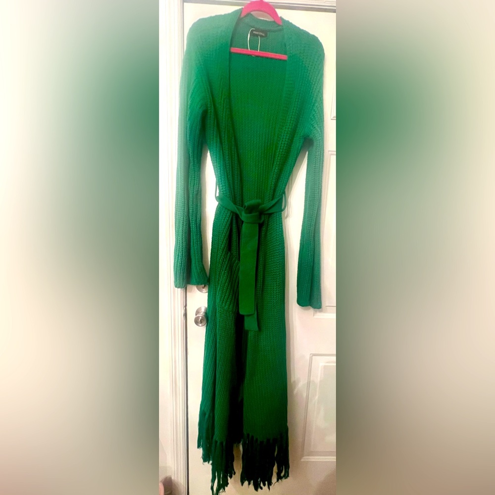 Elegant Green Ribbed Knit Dress - Picture 3 of 5